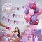 Purple and Pink Balloons Heart Balloons as Princess Birthday Party Decorations, Metallic Magenta Hot Pink Purple Confetti Balloon 18 inch Clear Heart Shape Balloon for Girls Happy Birthday Party Decor